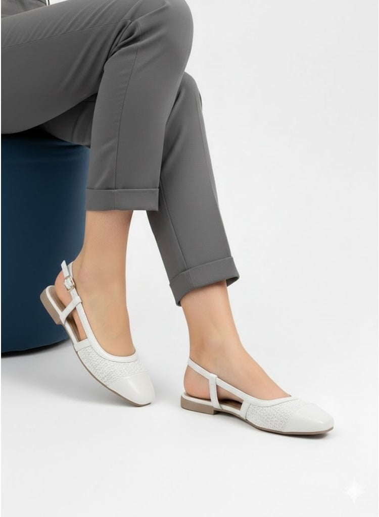 لايف ستيلاش  سابوه جلد بابزيم BF-800 - ابيض - Image 1